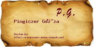 Pingiczer Géza névjegykártya